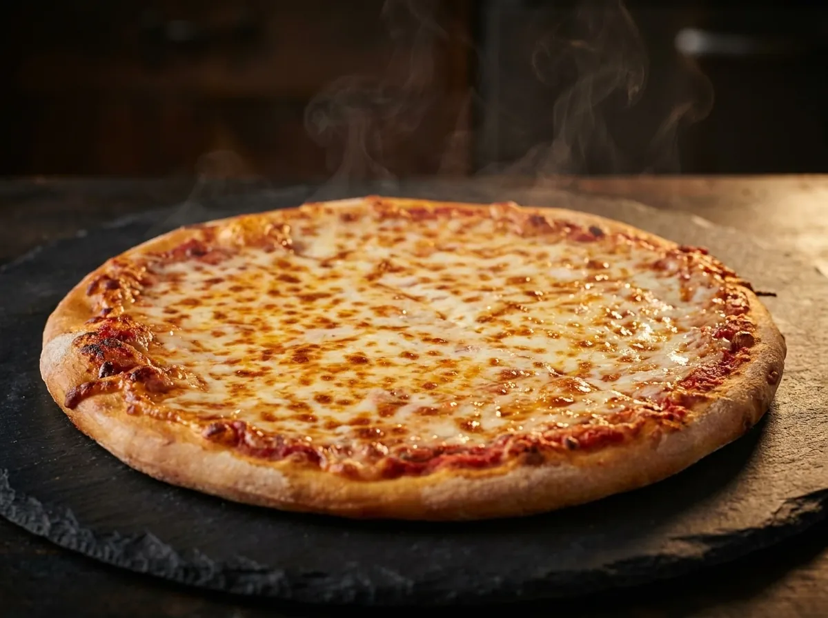 A halal cheese pizza from Chicago Pizza and Pasta in Irving, Texas